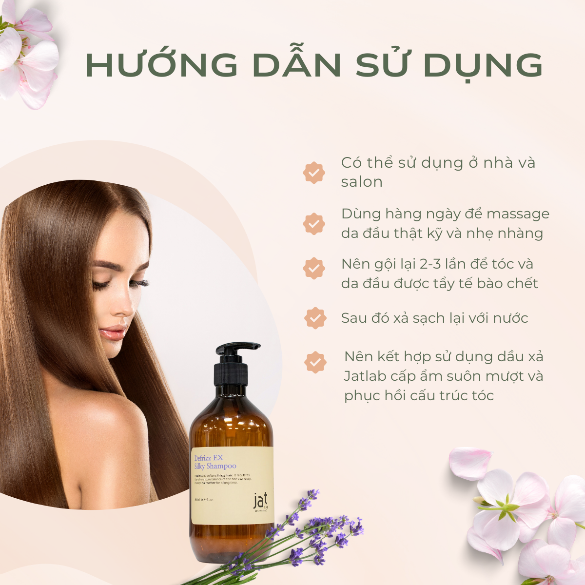 Dầu gội JATLAB Defrizz EX Silky tái tạo và phục hồi suôn mượt cấu trúc tóc