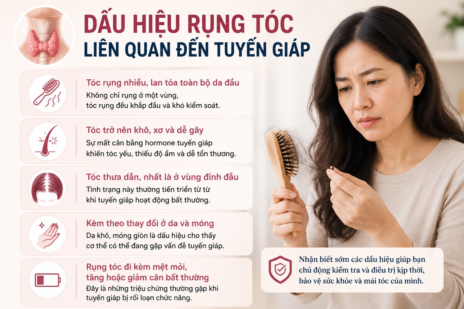 Dấu hiệu rụng tóc liên quan đến tuyến giáp