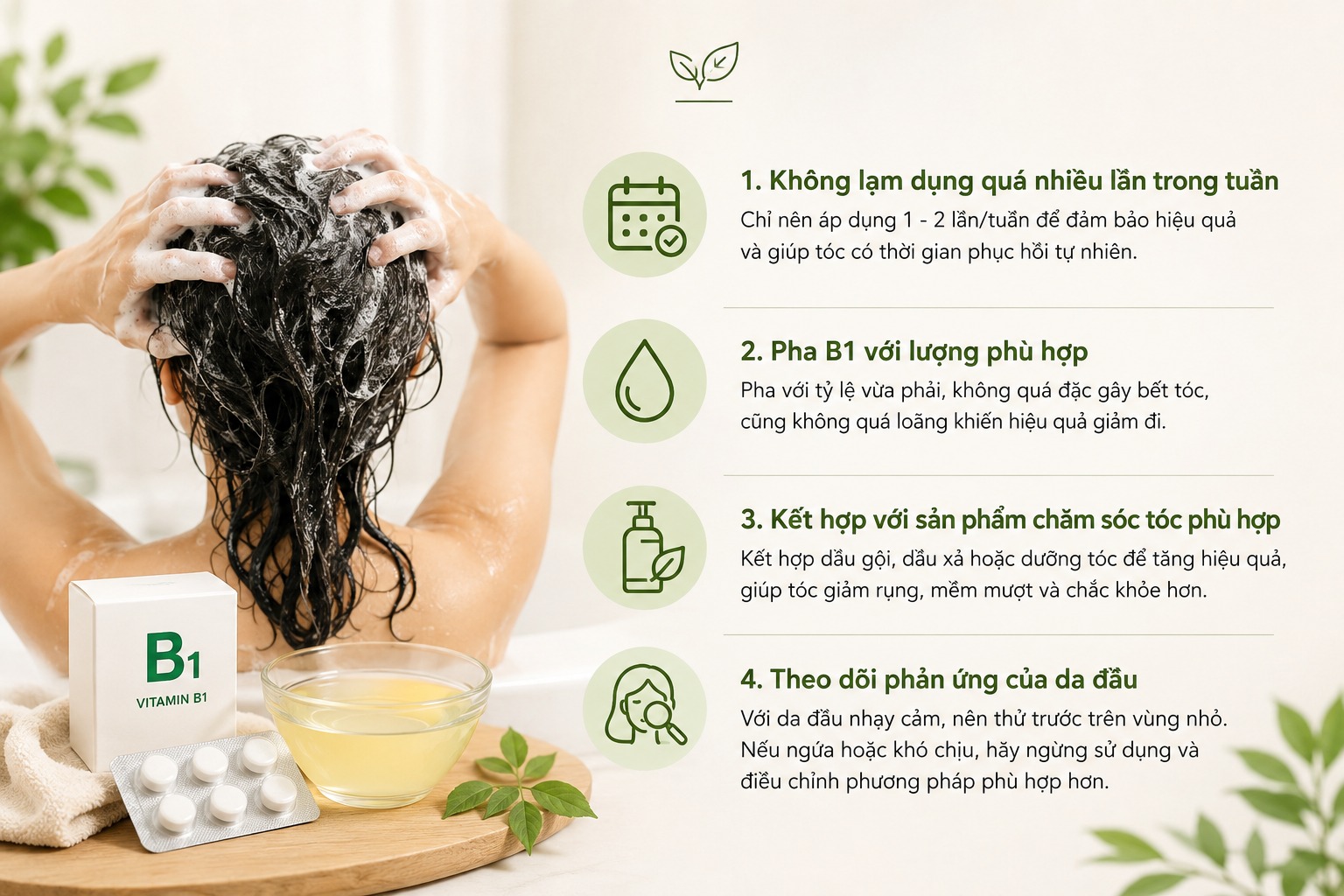 cách gội đầu bằng b1