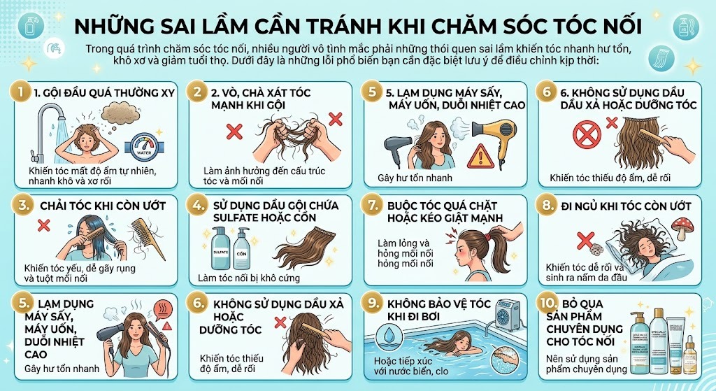 chăm sóc tóc nối