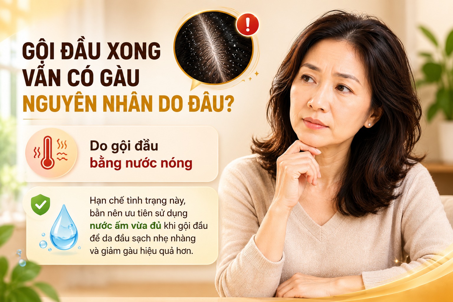 gội đầu xong vẫn có gàu